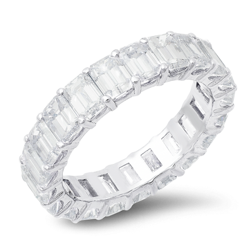 18K White Gold Emerald Cut Diamond Band
