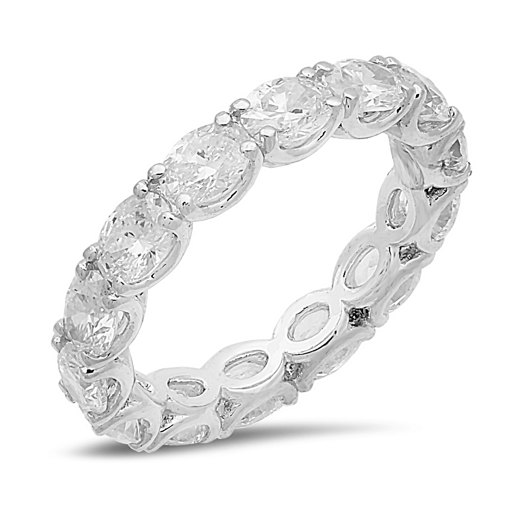 18K Gold Oval Cut Diamond Eternity Band