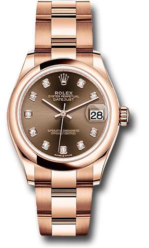 Rolex Everose Gold Datejust 31 Watch - Domed Bezel - Chocolate Diamond Dial - Oyster Bracelet - 278245 chodo