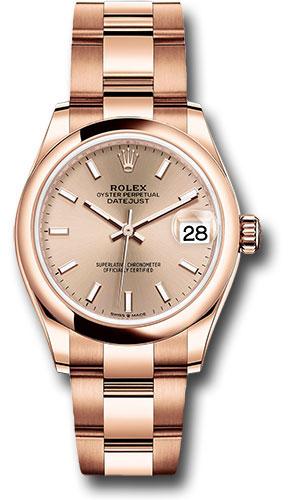 Rolex Everose Gold Datejust 31 Watch - Domed Bezel - Rose Index Dial - Oyster Bracelet - 278245 rsio