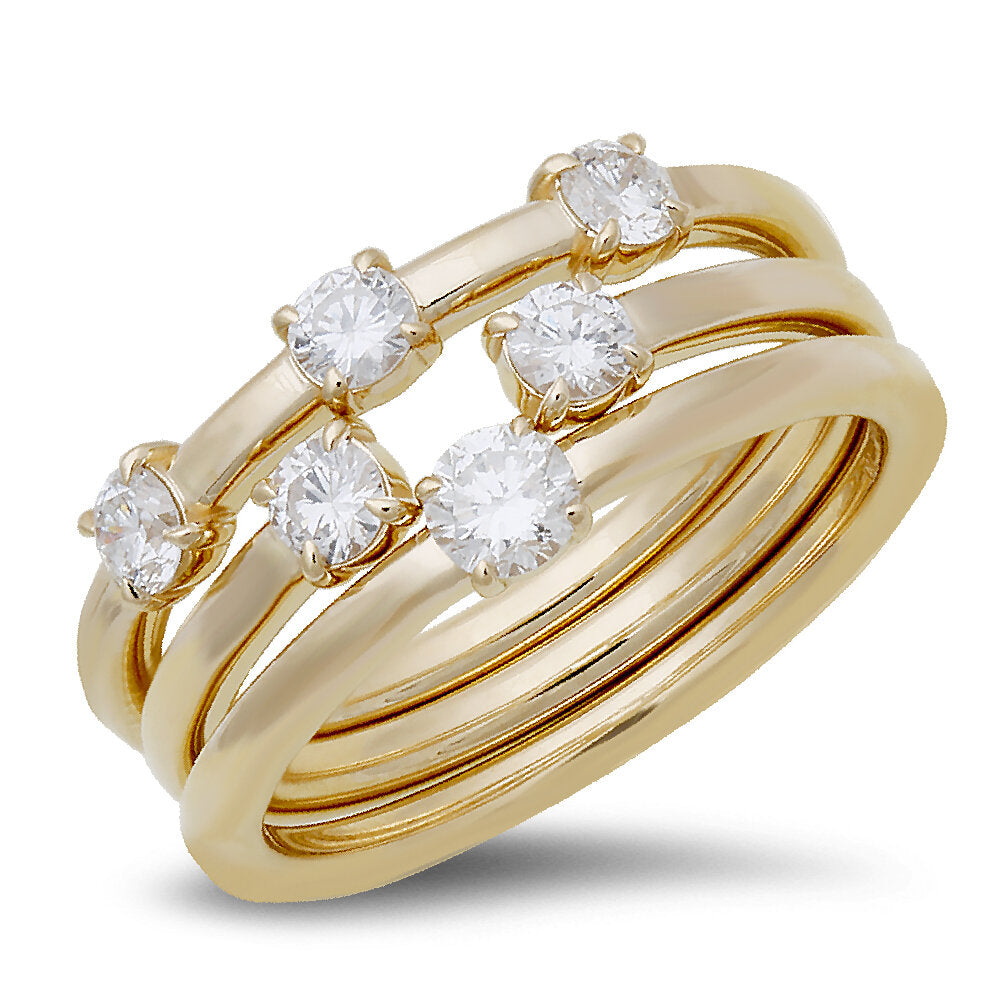 18K Gold 3Pcs Diamond Ring