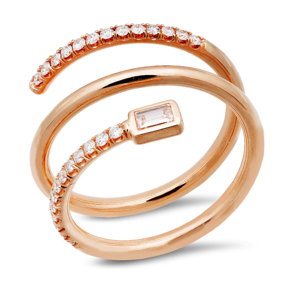 18K Gold Diamond Spiral Ring