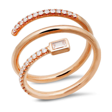 18K Gold Diamond Spiral Ring