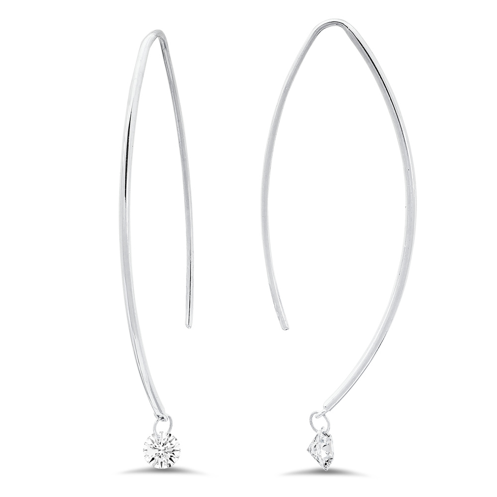 18K Gold Diamond Spearhook Earrings