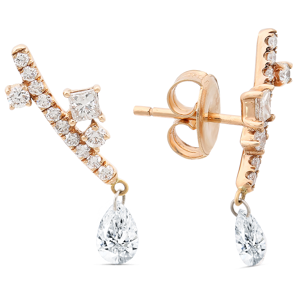 18K Rose Gold Diamond Earrings