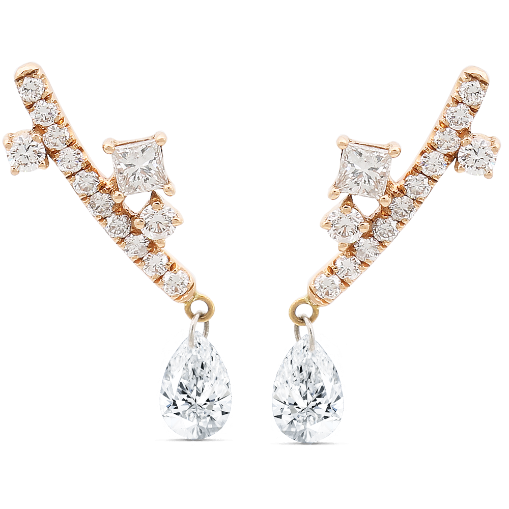 18K Rose Gold Diamond Earrings