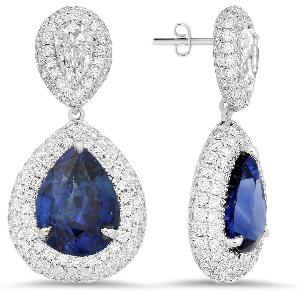 Showstopping 18K White Gold Sapphire & Diamond Drop Earrings