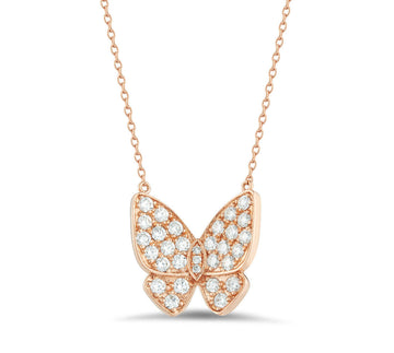 18K Rose Gold Butterfly Diamond Pendant