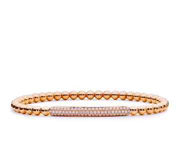 18K Gold Stretch Bead Bracelet With Diamonds