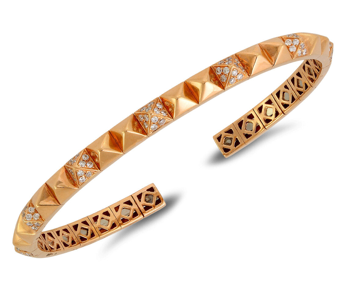 18K Gold Pyramid Inspired Bangle