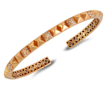 18K Gold Pyramid Inspired Bangle