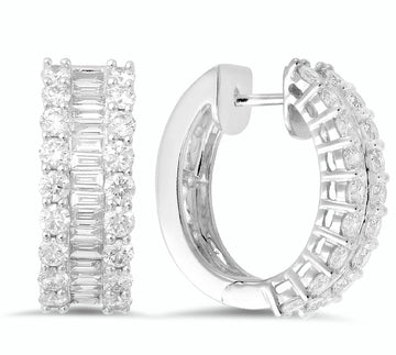 18K White Gold Diamond Hoop Earrings