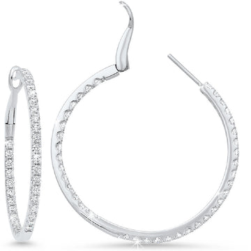 18K White Gold Diamond Hoop Earrings