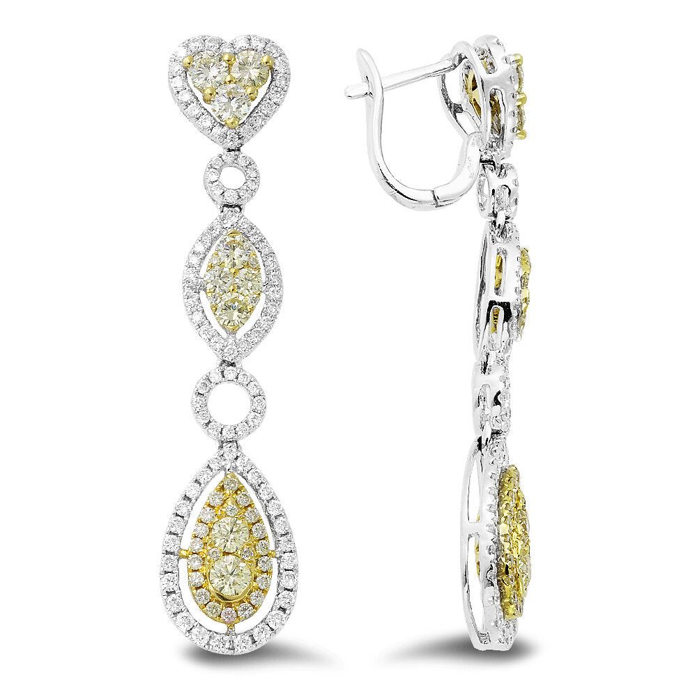 18K White And Yellow Gold Diamond Earrings