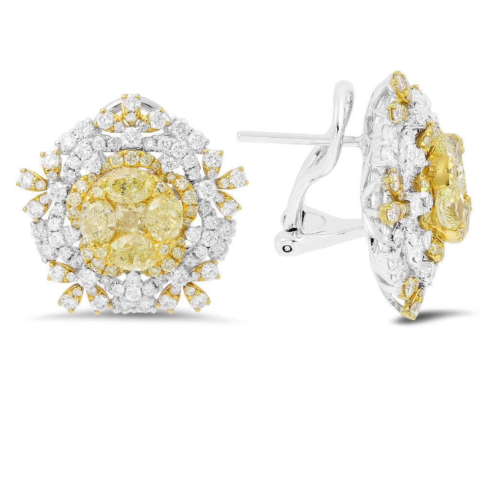 18K White And Yellow Gold Diamond Earrings