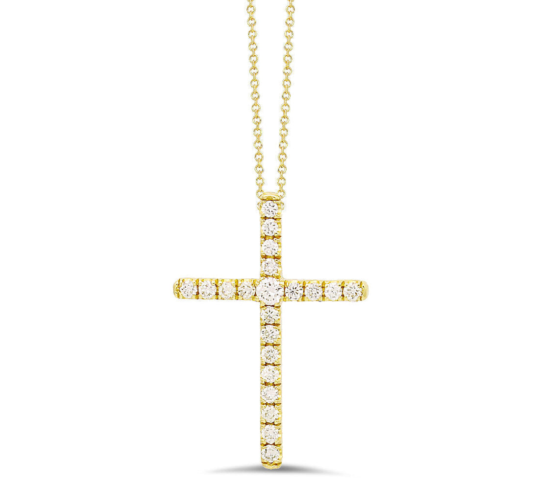 18K Gold Diamond Cross Pendant