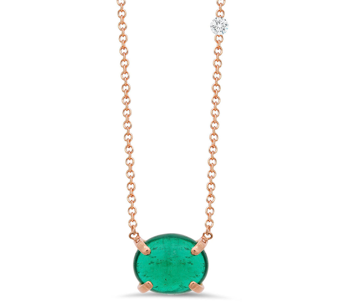 Diamond And Emerald Pendant In 18K Gold