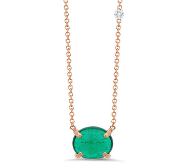 Diamond And Emerald Pendant In 18K Gold