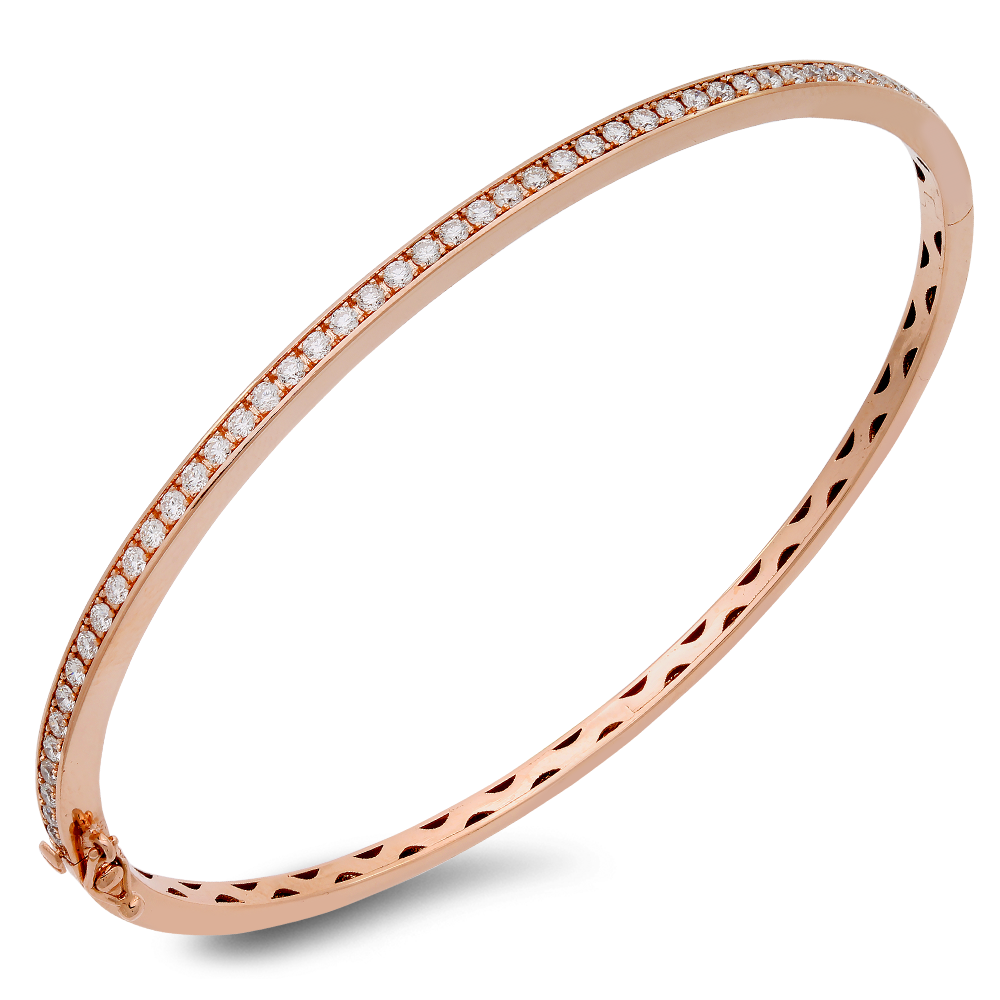 Halfway Diamond Bangle In 18K Gold