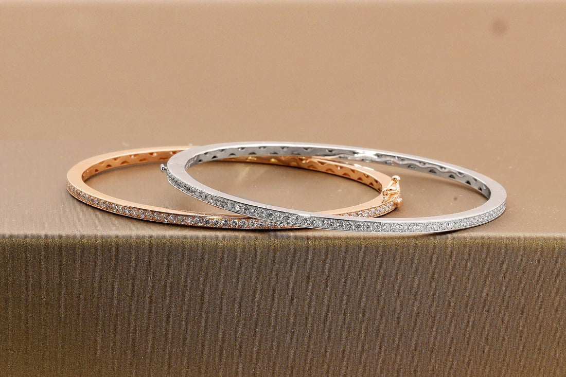 Halfway Diamond Bangle In 18K Gold