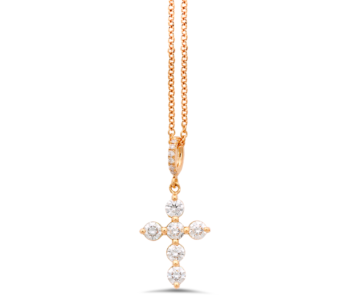 18K Gold Diamond Cross Pendant