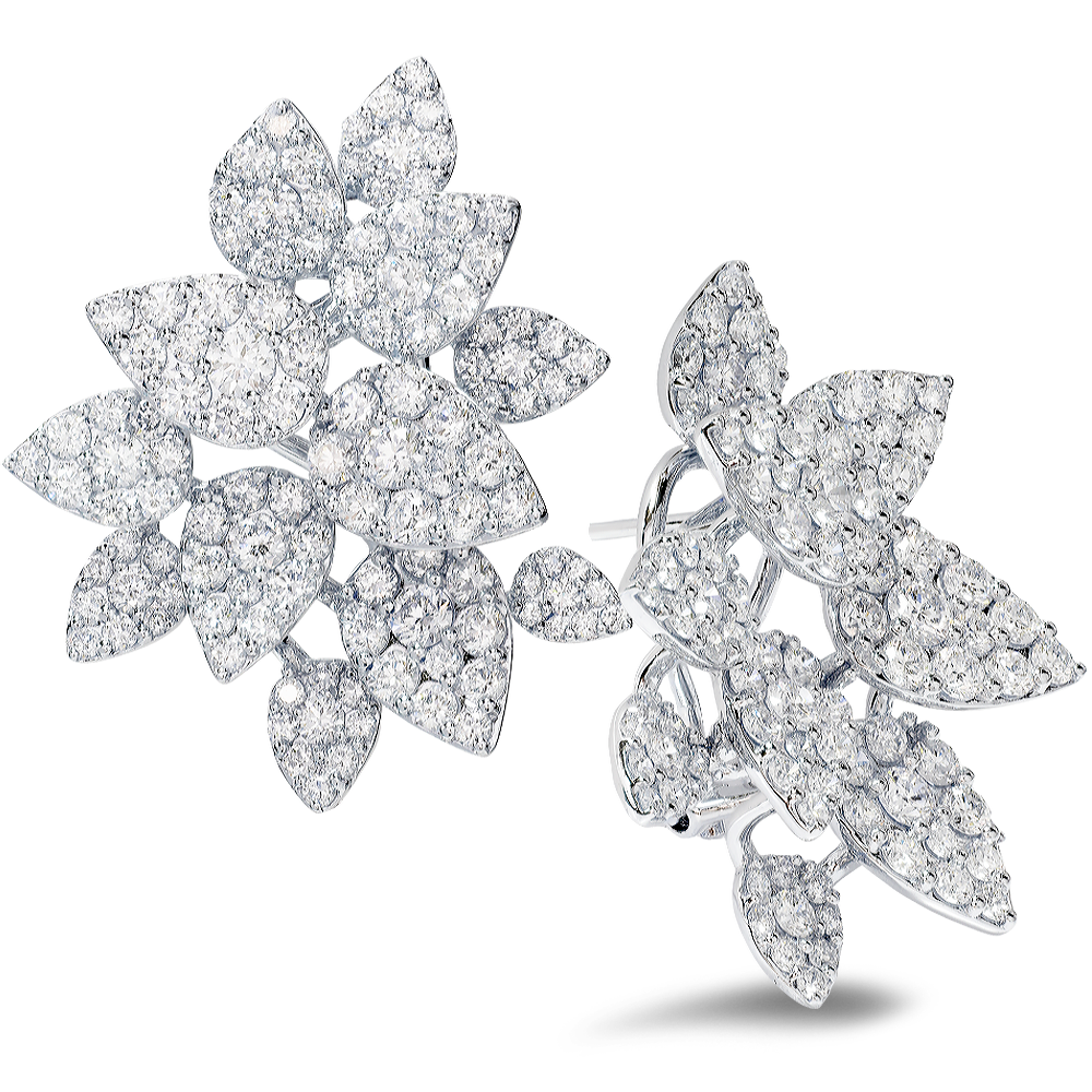 18K White Gold Diamond Pave Earrings