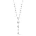 Diamond And Pearl Necklace In 18K Gold