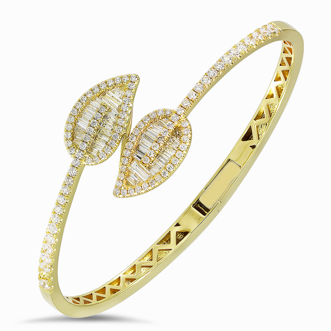 18K Gold Leaf Diamond Bangle