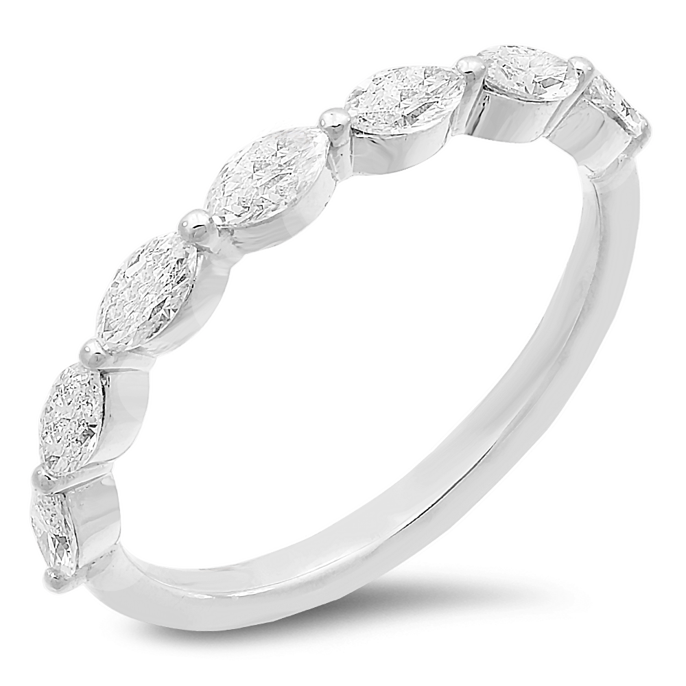 18K Gold Diamond Band With Marquise Cut Diamonds