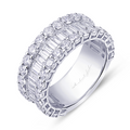 Round And Baguette Diamond Multi-Row Eternity Band In 18K Gold