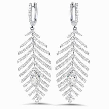 18K Gold Diamond Leaf Earrings