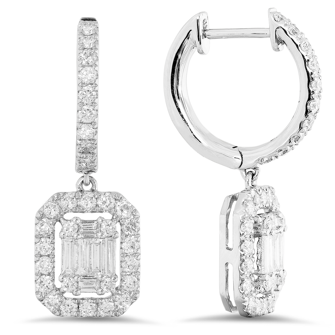 18K Illusion Setting Diamond Drop Earrings