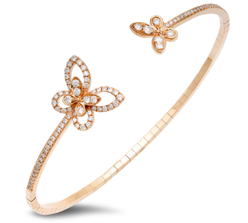 Butterfly Diamond Bangle In 18K Gold