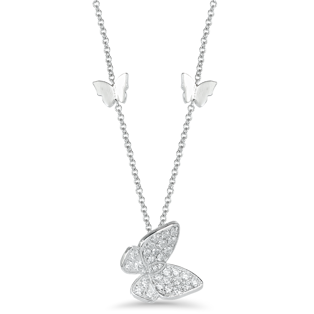 18K White Gold Butterfly Necklace - 31671