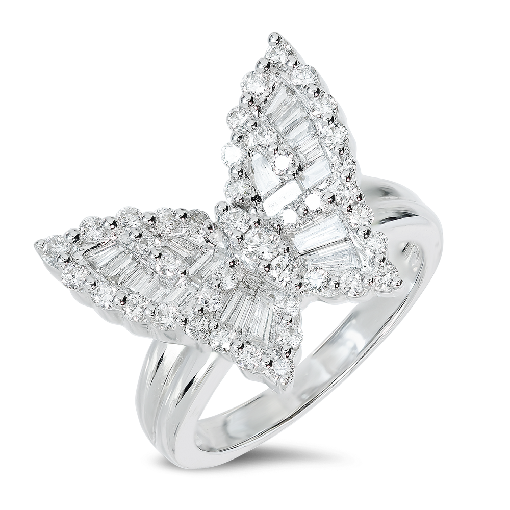 18K White Gold Butterfly Diamond Ring