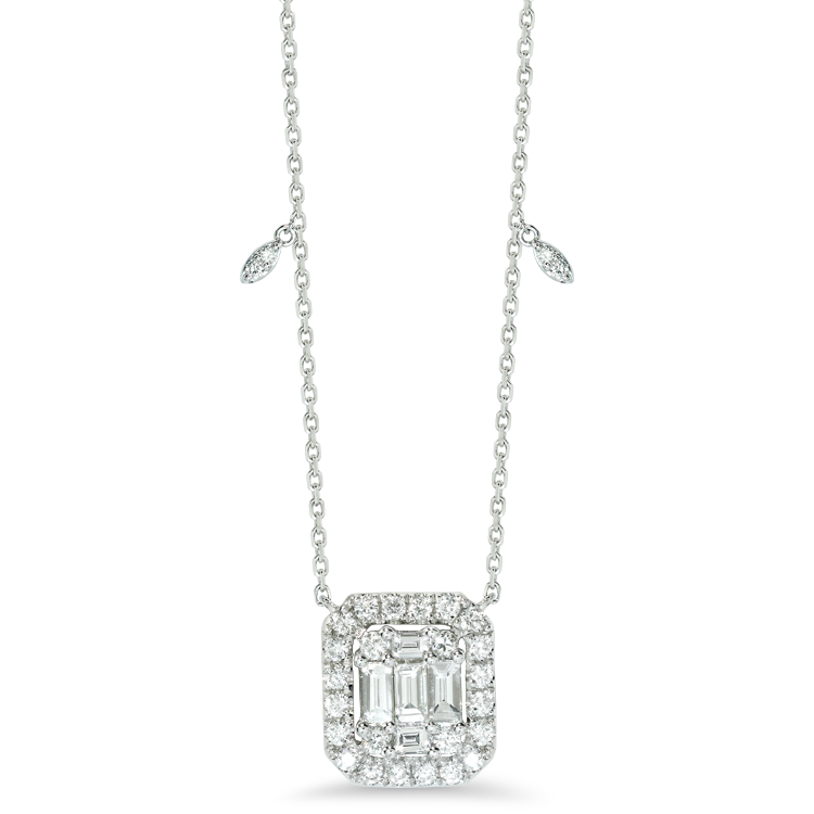 18K White Gold Pendant Illusion Setting - 31804