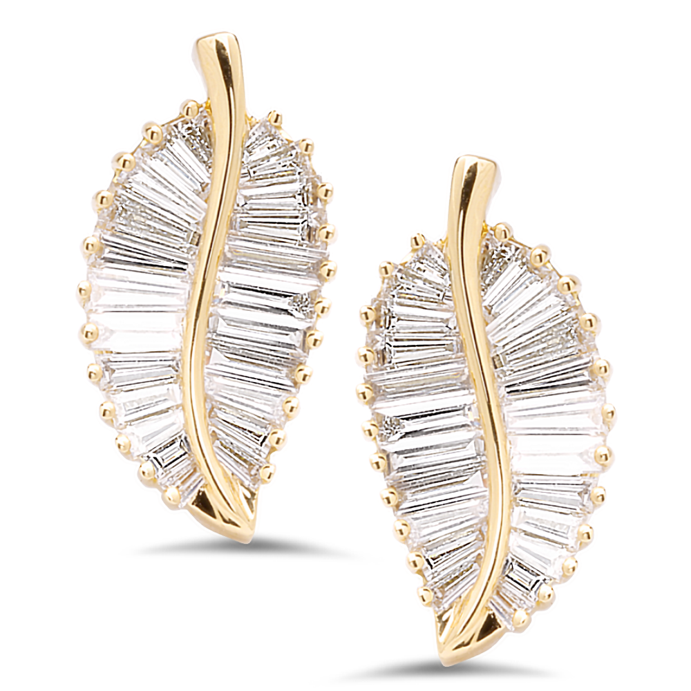 18K Yellow Gold Leaf Earrings