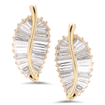 18K Yellow Gold Leaf Earrings