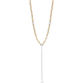 Paperclip Necklace Paired With Diamond Drop Pendant - 32315&32201