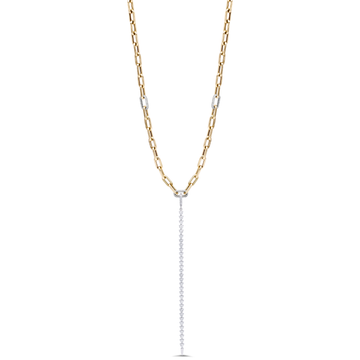 Paperclip Necklace Paired With Diamond Drop Pendant - 32315&32201