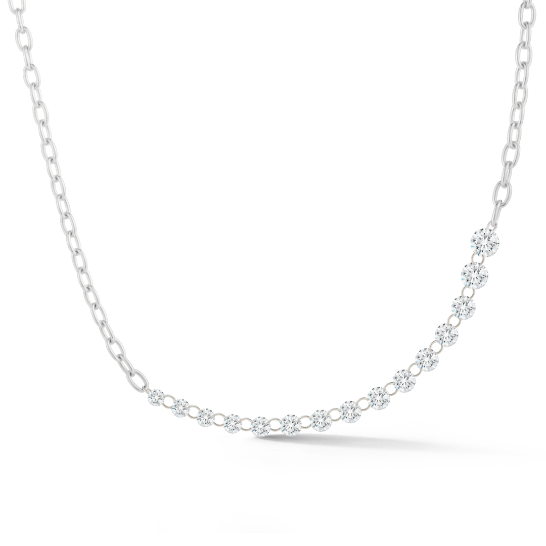 Exquisite 18K Yellow Gold Necklace Showcasing Round Brilliant Cut Laser-Pierced Diamonds With A Total Weight Of 3.00 Carats