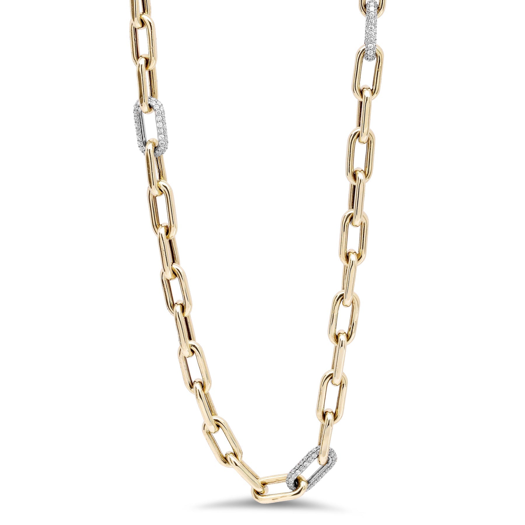 Yellow Gold Paperclip And Diamond Necklace - 32315