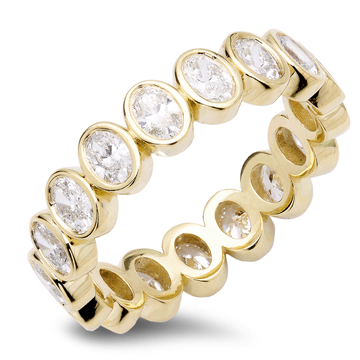 Oval Cut Diamond Eternity Band Set In 18K Gold Band