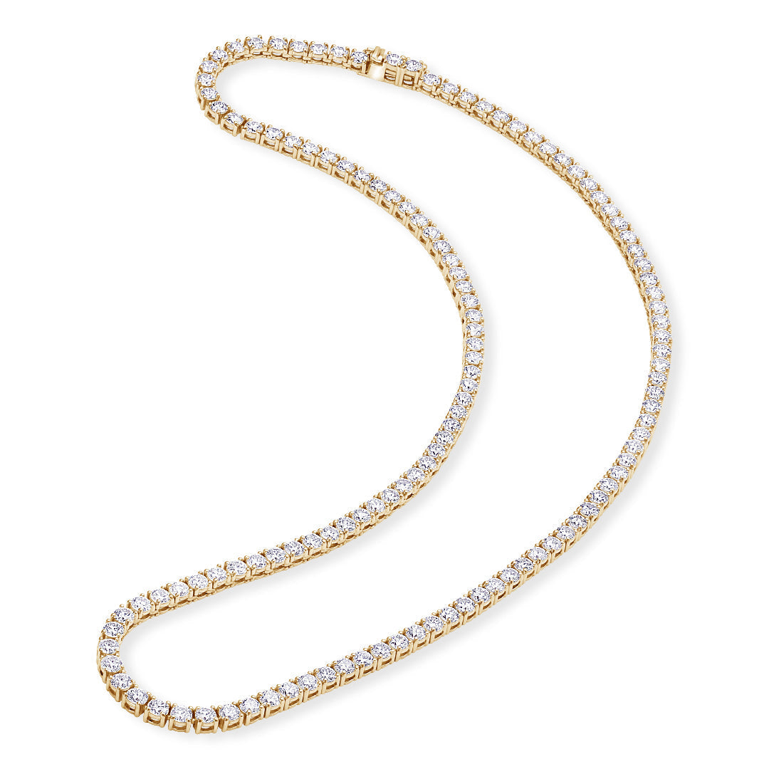 18K Solid Gold Tennis Necklace Adorned With Sparkling Natural Diamonds