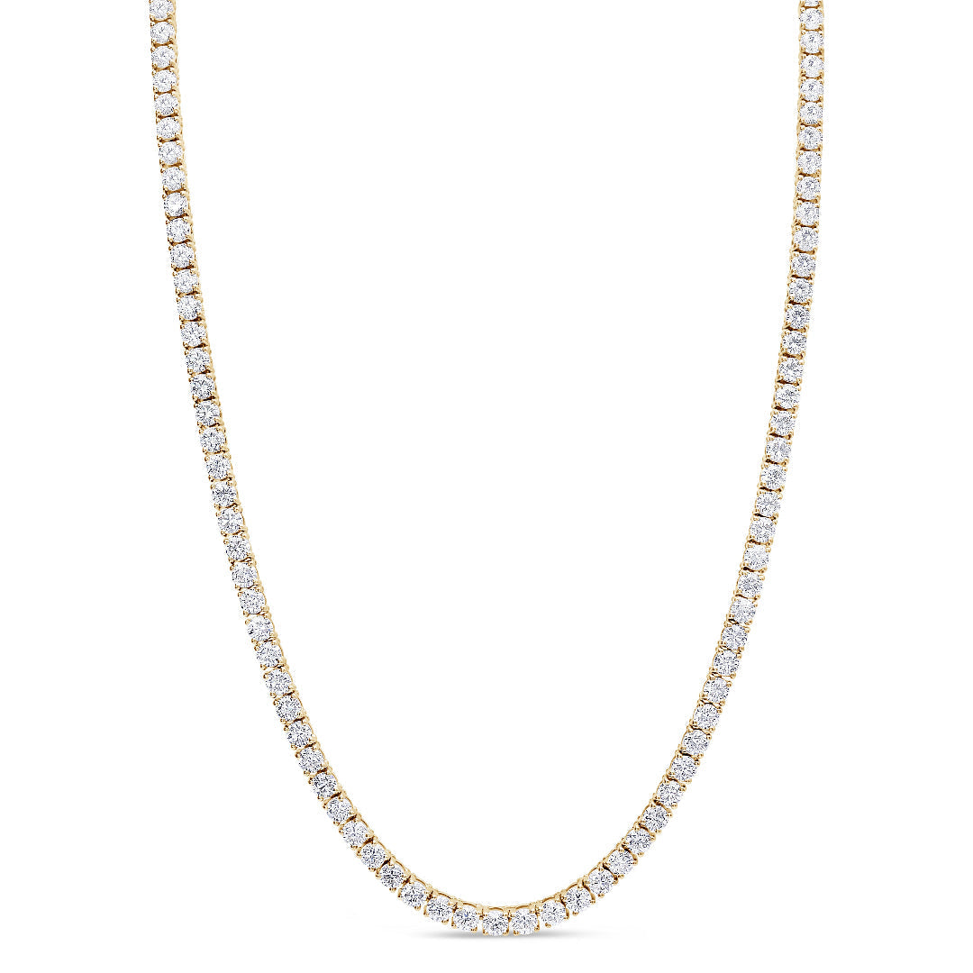 18K Solid Gold Tennis Necklace Adorned With Sparkling Natural Diamonds