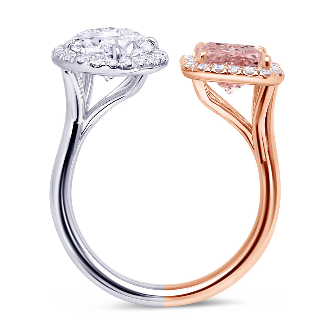 18K Two-Tone Gold Diamond Split Ring