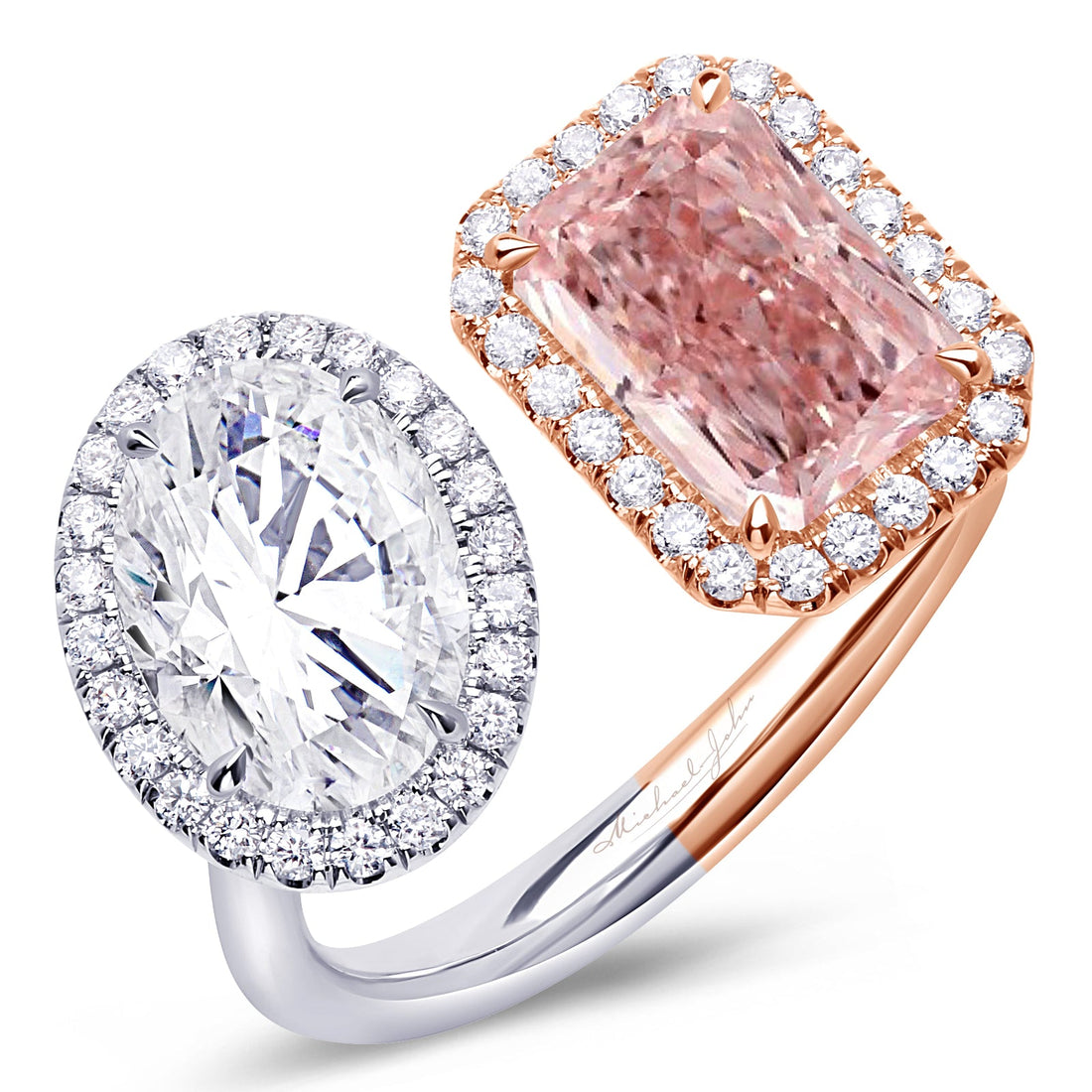 18K Two-Tone Gold Diamond Split Ring