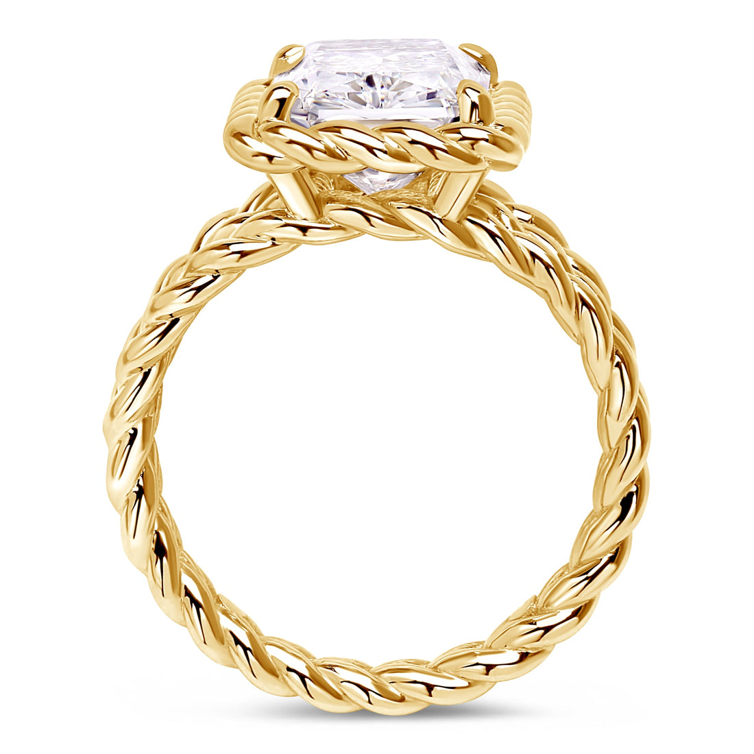 Rope-Inspired 18K Yellow Gold Engagement Ring