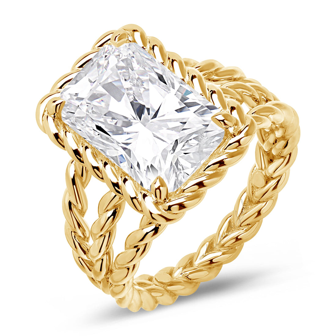 Rope-Inspired 18K Yellow Gold Engagement Ring