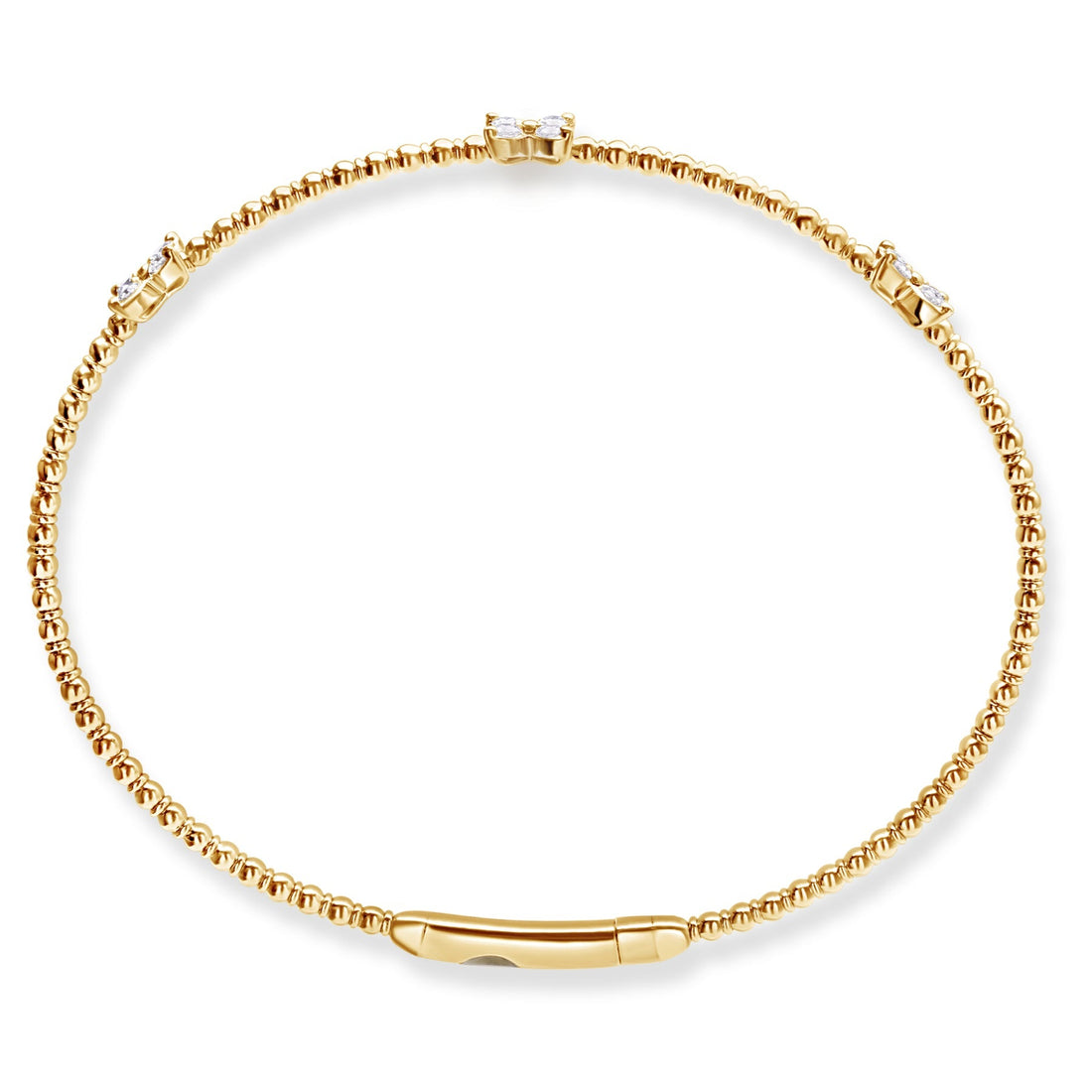 14K Yellow Gold 3 Stations Diamond Bangle